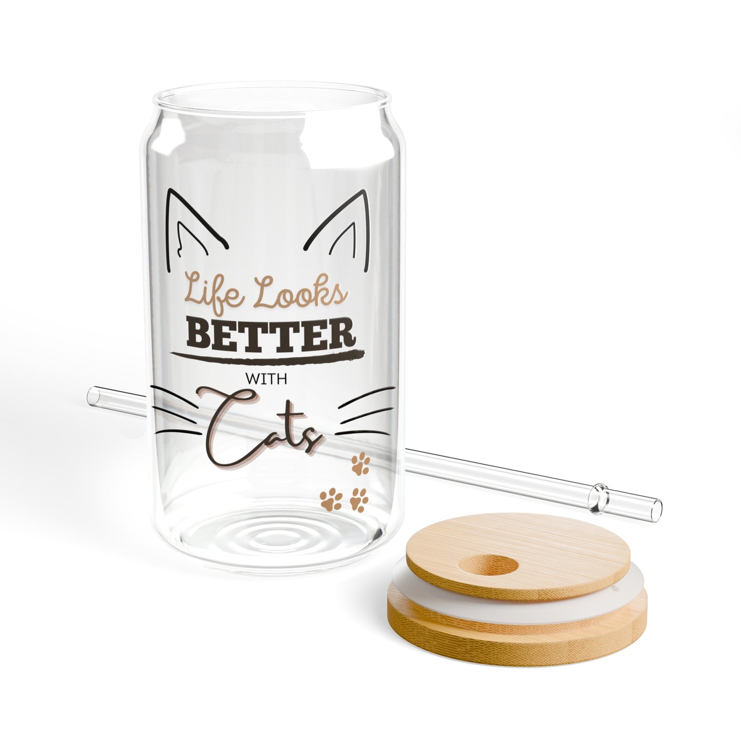 Life Looks Better with Cats Sipper Glass