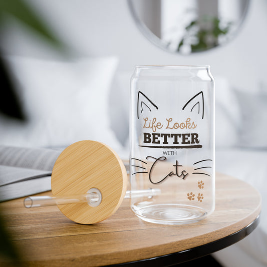 Life Looks Better with Cats Sipper Glass